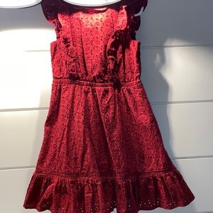 Girls Red Eyelet Dress